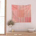 Pink Peach Stripe Patchwork Pastel Blush Pattern Wall Tapestry Gallery Image 2