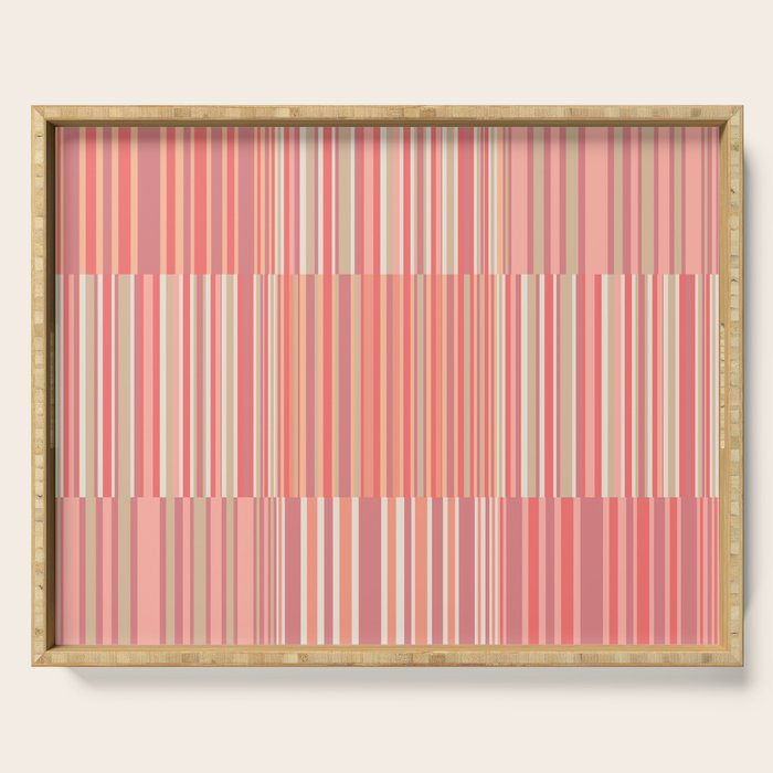 Pink Peach Stripe Patchwork Pastel Blush Pattern Serving Tray Gallery Image 1