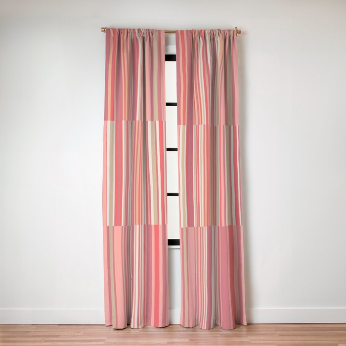 Pink Peach Stripe Patchwork Pastel Blush Pattern Window Curtain Gallery Image 3