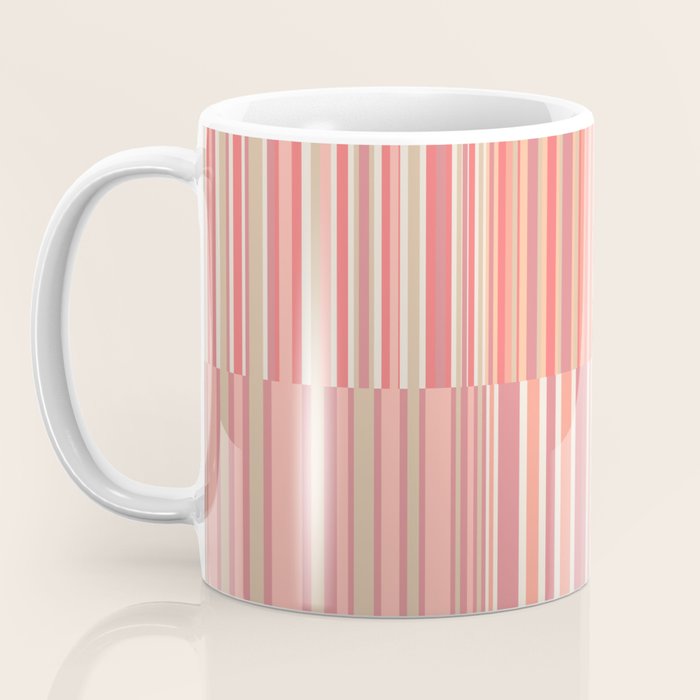 Pink Peach Stripe Patchwork Pastel Blush Pattern Coffee Mug Gallery Image 3