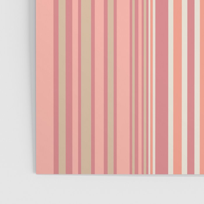 Pink Peach Stripe Patchwork Pastel Blush Pattern Poster Gallery Image 3