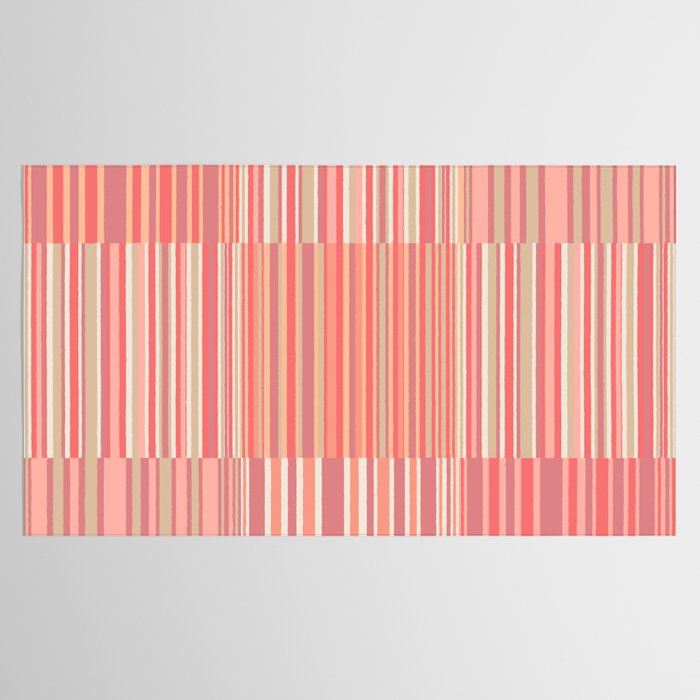Pink Peach Stripe Patchwork Pastel Blush Pattern Tablecloth Gallery Image 2