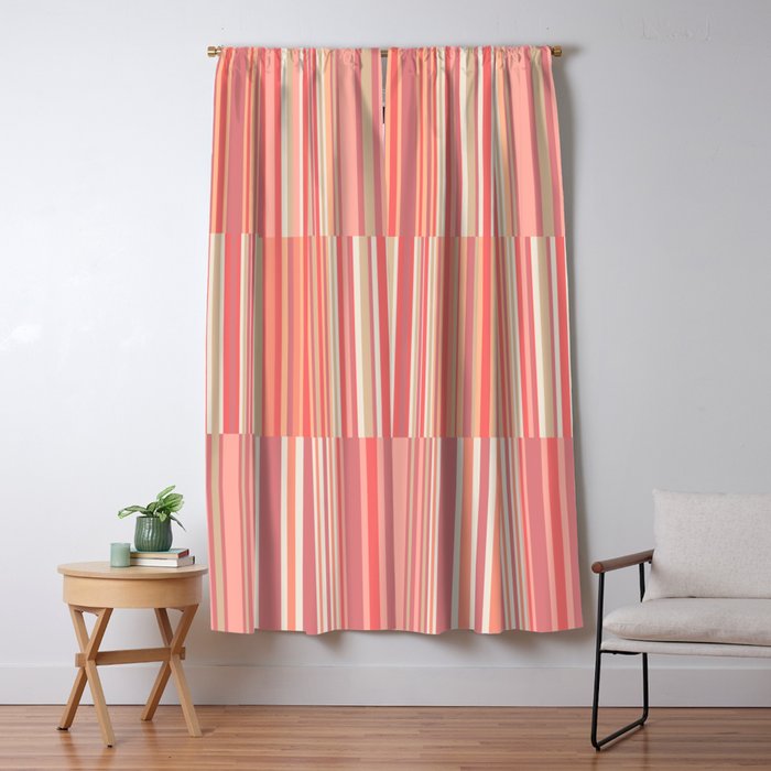 Pink Peach Stripe Patchwork Pastel Blush Pattern Window Curtain Gallery Image 5