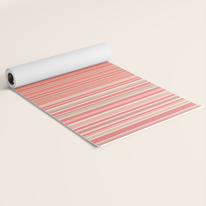 Pink Peach Stripe Patchwork Pastel Blush Pattern Yoga Mat Gallery Image 2