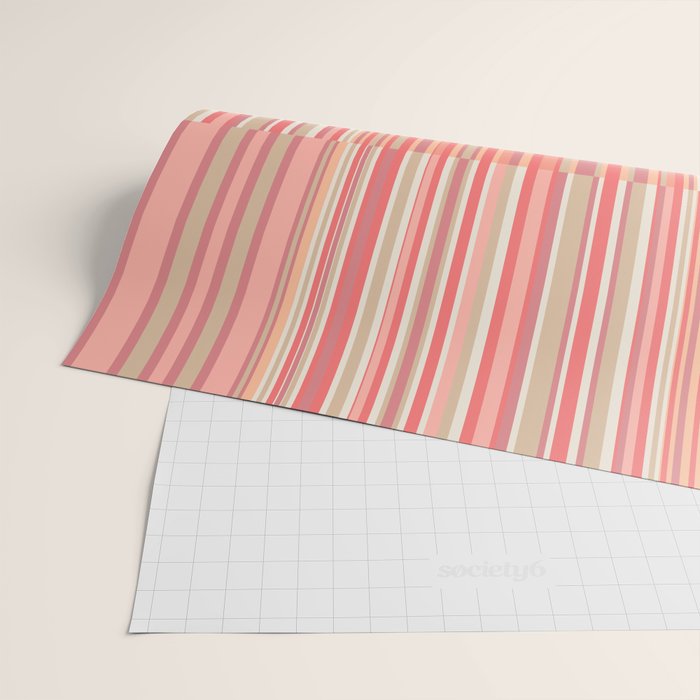 Pink Peach Stripe Patchwork Pastel Blush Pattern Wrapping Paper Gallery Image 2
