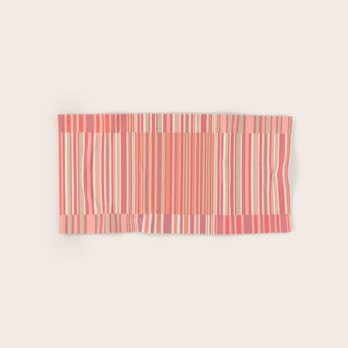 Pink Peach Stripe Patchwork Pastel Blush Pattern Bath Towel Gallery Image 1