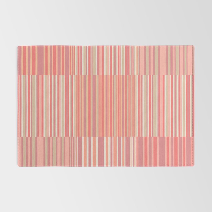 Pink Peach Stripe Patchwork Pastel Blush Pattern Rug Gallery Image 2