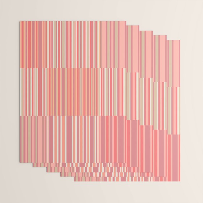 Pink Peach Stripe Patchwork Pastel Blush Pattern Wrapping Paper Gallery Image 3