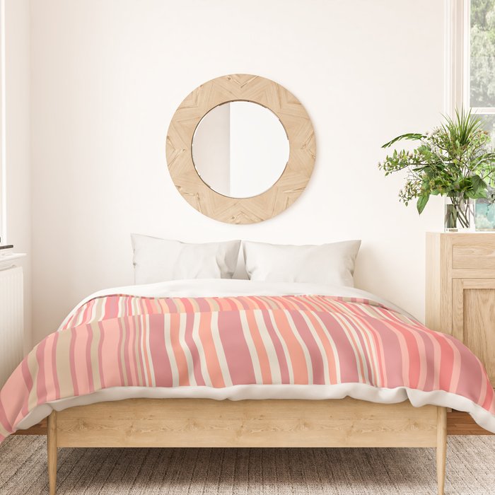 Pink Peach Stripe Patchwork Pastel Blush Pattern Duvet Cover Gallery Image 3