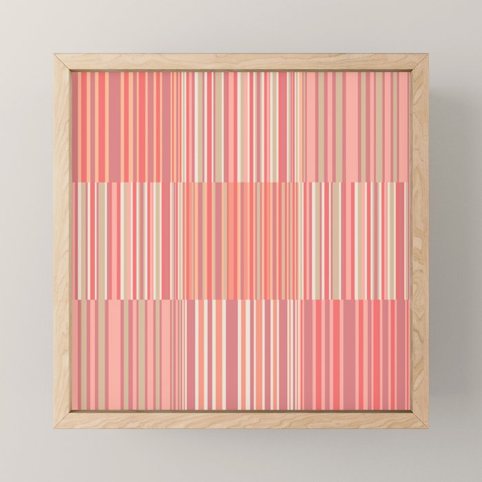 Pink Peach Stripe Patchwork Pastel Blush Pattern Mini Art Print Gallery Image 1