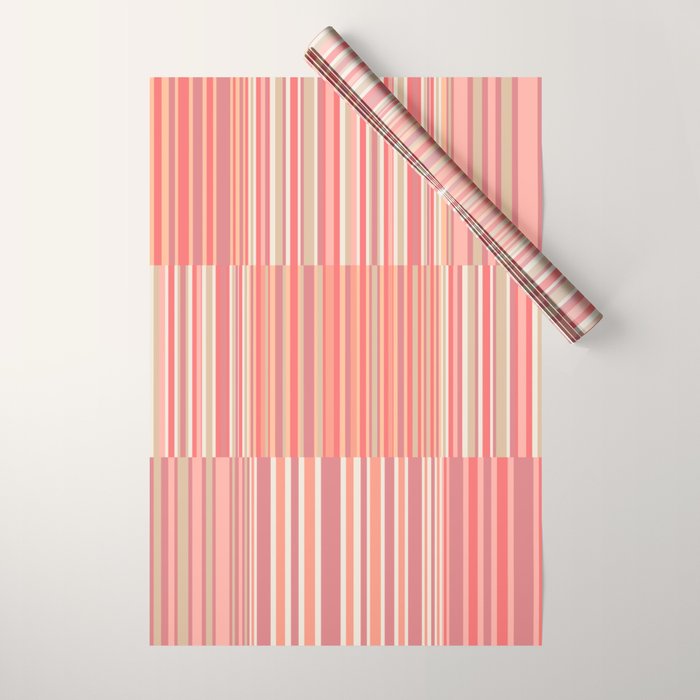 Pink Peach Stripe Patchwork Pastel Blush Pattern Wrapping Paper Gallery Image 1