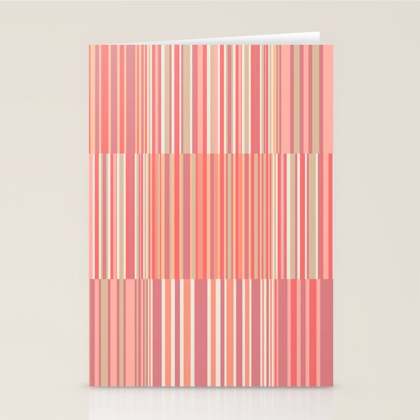 Pink Peach Stripe Patchwork Pastel Blush Pattern Stationery Card Gallery Image 1