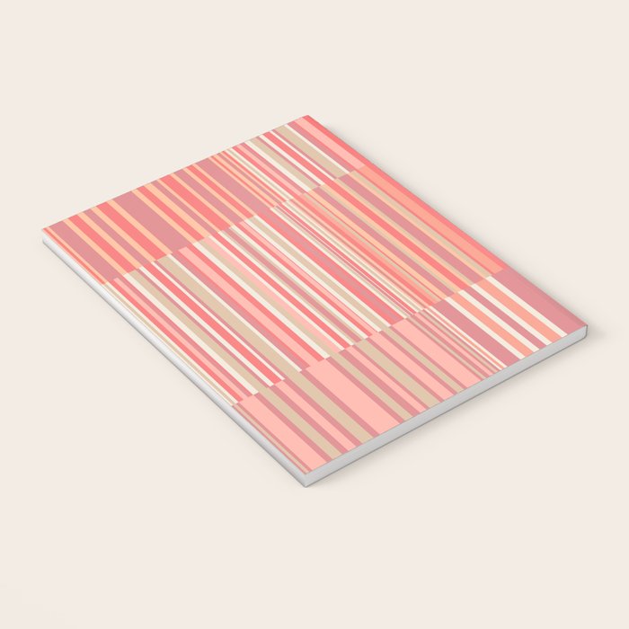 Pink Peach Stripe Patchwork Pastel Blush Pattern Notebook Gallery Image 3