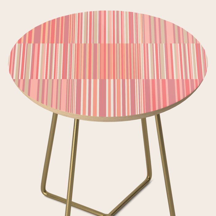 Pink Peach Stripe Patchwork Pastel Blush Pattern Side Table Gallery Image 2