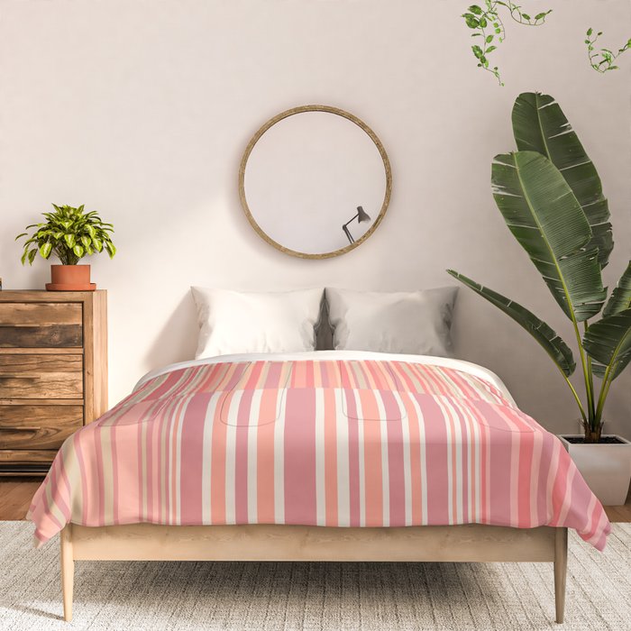 Pink Peach Stripe Patchwork Pastel Blush Pattern Comforter Gallery Image 3