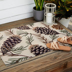 Rustic Christmas Pinecones Outdoor Rug Gallery Image 2