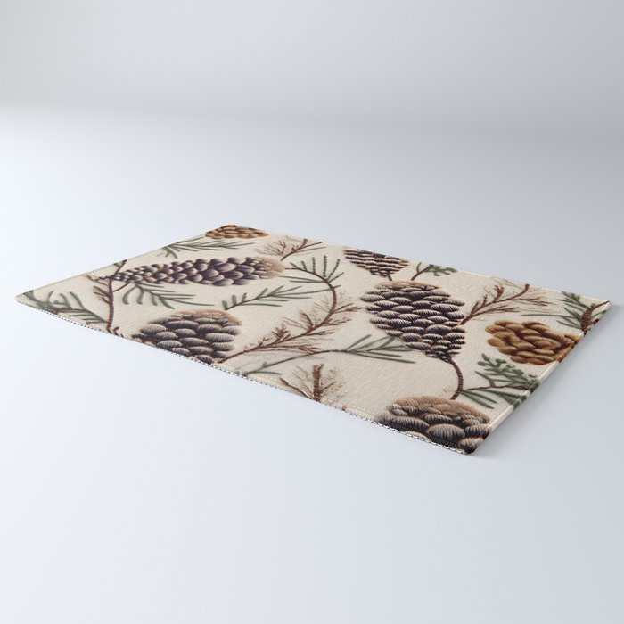 Rustic Christmas Pinecones Rug Gallery Image 3