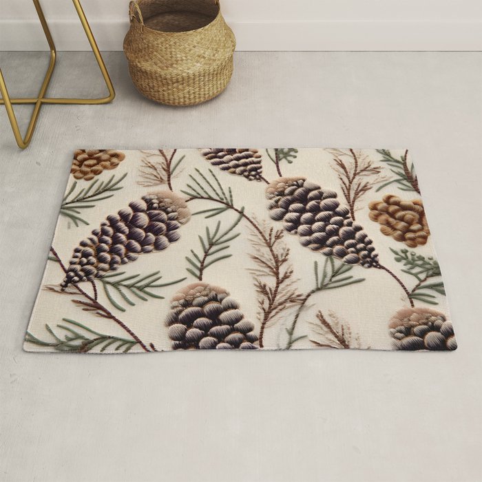 Rustic Christmas Pinecones Rug Gallery Image 1