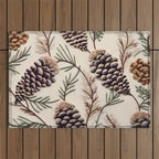 Rustic Christmas Pinecones Outdoor Rug Gallery Image 1