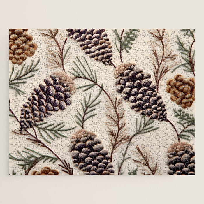Rustic Christmas Pinecones Jigsaw Puzzle Gallery Image 1