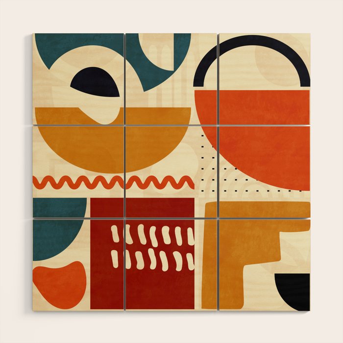 mid century shapes geometric abstract color 2 Wood Wall Art Gallery Image 1