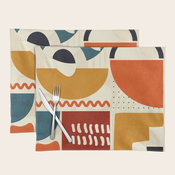 mid century shapes geometric abstract color 2 Placemat Gallery Image 1