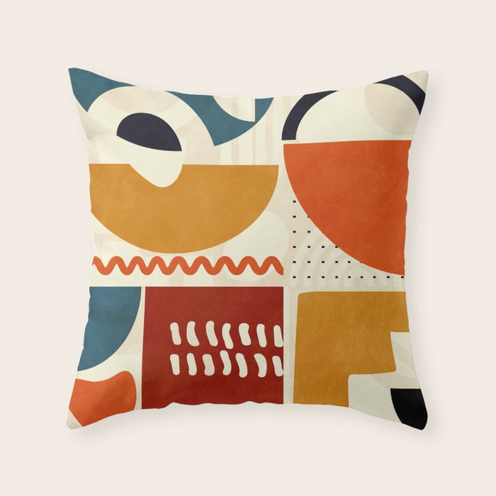mid century shapes geometric abstract color 2 Throw Pillow Gallery Image 6