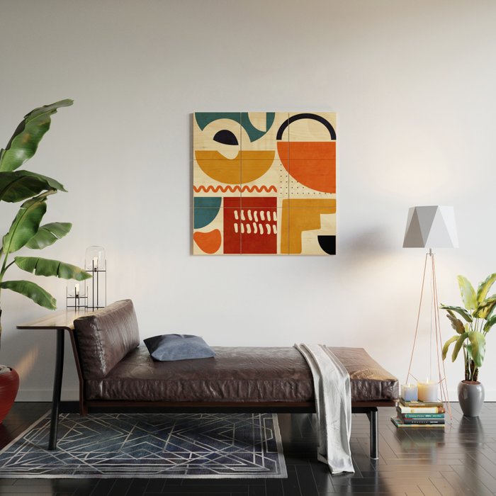 mid century shapes geometric abstract color 2 Wood Wall Art Gallery Image 2