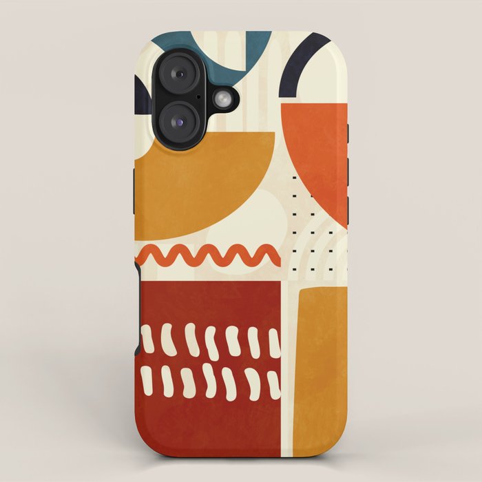 mid century shapes geometric abstract color 2 iPhone Case Gallery Image 1