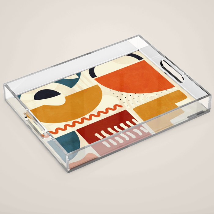 mid century shapes geometric abstract color 2 Acrylic Tray Gallery Image 1