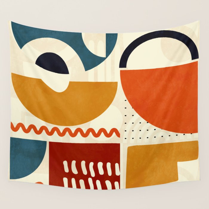 mid century shapes geometric abstract color 2 Wall Tapestry Gallery Image 4