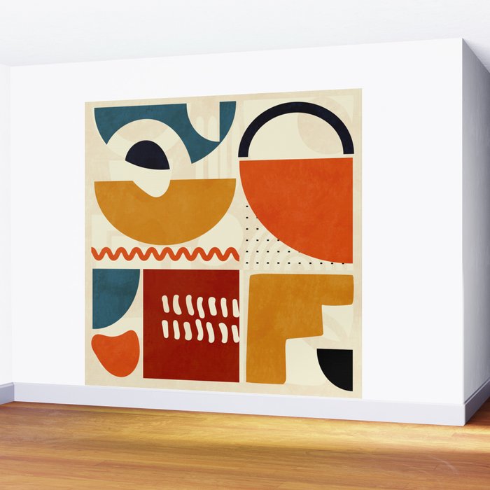 mid century shapes geometric abstract color 2 Wall Mural Gallery Image 2