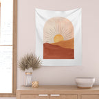 Abstract terracotta landscape, sun and desert, sunrise #1 Wall Tapestry Gallery Image 2