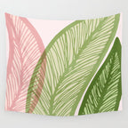 Tropical Banana Leaf Line Art Wall Tapestry Gallery Image 4