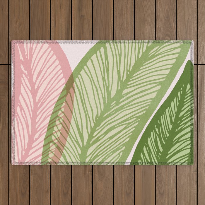 Tropical Banana Leaf Line Art Outdoor Rug Gallery Image 1
