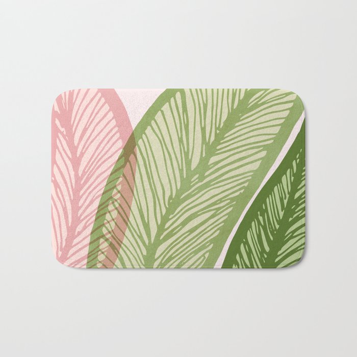 Tropical Banana Leaf Line Art Bath Mat Gallery Image 1
