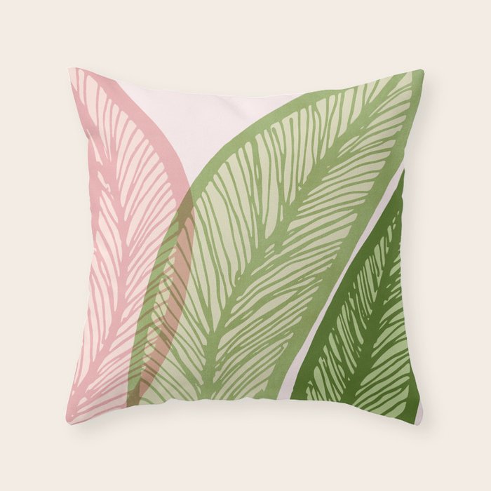 Tropical Banana Leaf Line Art Throw Pillow Gallery Image 6