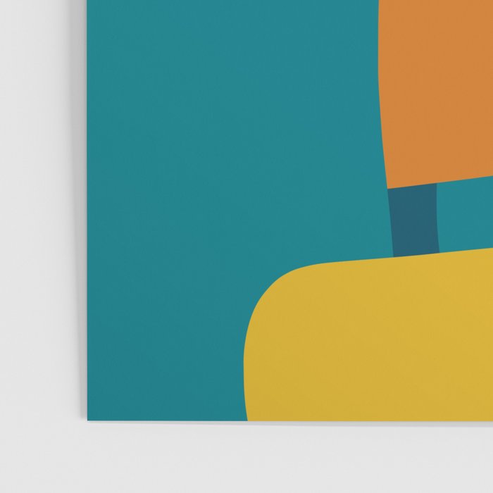 Deconstructed Quilt Modern Minimalist Pattern in Teal, Green, Orange, and Mustard Poster Gallery Image 3
