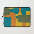 Deconstructed Quilt Modern Minimalist Pattern in Teal, Green, Orange, and Mustard Laptop Sleeve Gallery Image 1