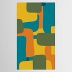 Deconstructed Quilt Modern Minimalist Pattern in Teal, Green, Orange, and Mustard Tablecloth Gallery Image 2