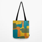 Deconstructed Quilt Modern Minimalist Pattern in Teal, Green, Orange, and Mustard Tote Bag Gallery Image 2