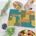 Deconstructed Quilt Modern Minimalist Pattern in Teal, Green, Orange, and Mustard Cutting Board Gallery Image 2