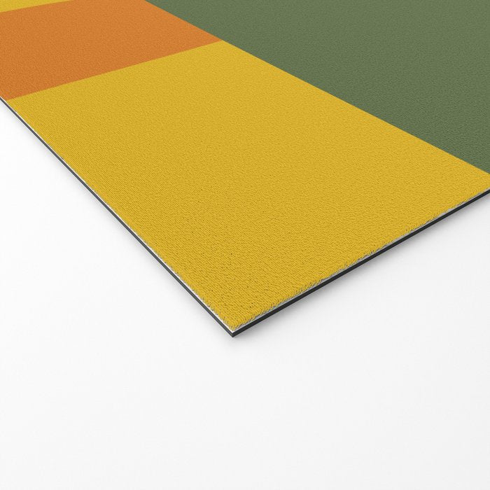 Deconstructed Quilt Modern Minimalist Pattern in Teal, Green, Orange, and Mustard Welcome Mat Gallery Image 2