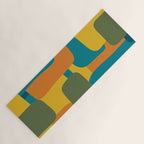 Deconstructed Quilt Modern Minimalist Pattern in Teal, Green, Orange, and Mustard Yoga Mat Gallery Image 1