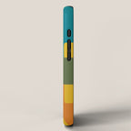 Deconstructed Quilt Modern Minimalist Pattern in Teal, Green, Orange, and Mustard iPhone Case Gallery Image 2