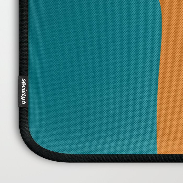 Deconstructed Quilt Modern Minimalist Pattern in Teal, Green, Orange, and Mustard Laptop Sleeve Gallery Image 3