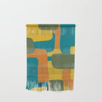 Deconstructed Quilt Modern Minimalist Pattern in Teal, Green, Orange, and Mustard Wall Hanging Gallery Image 1