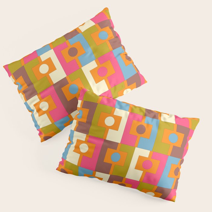 Mid Century Modern Geometric Colorful Eclectic Rektangel Pattern Pillow Sham Gallery Image 3
