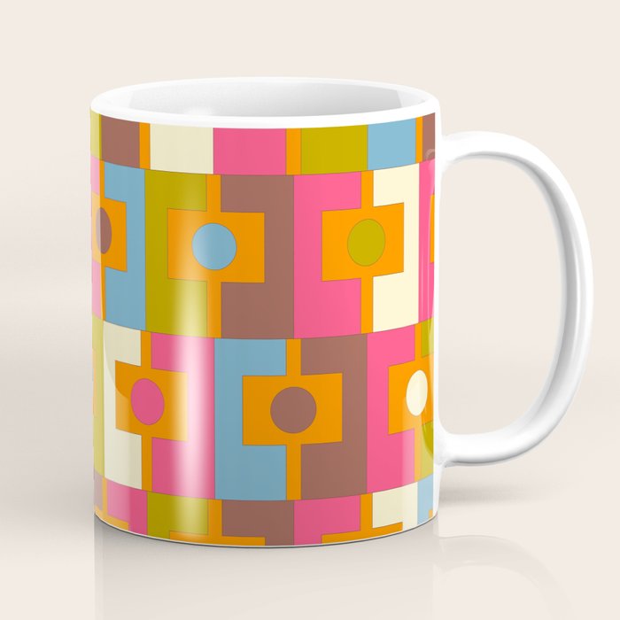 Mid Century Modern Geometric Colorful Eclectic Rektangel Pattern Coffee Mug Gallery Image 1