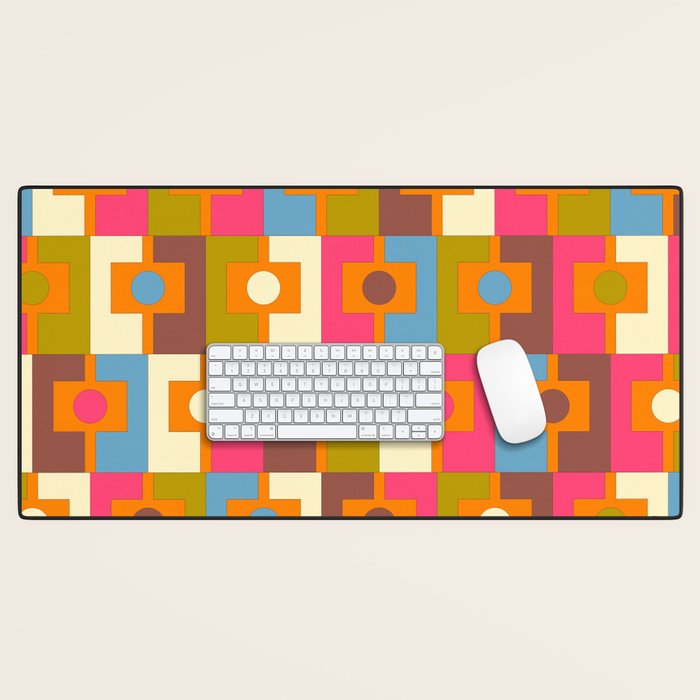 Mid Century Modern Geometric Colorful Eclectic Rektangel Pattern Desk Mat Gallery Image 1